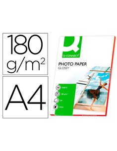 Papier photo q-connect jet d'encre glacé brillant a4 1 80g/m2 compatible toute imprimante paquet 50 feuilles.