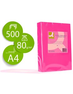 Papier couleur q-connect multifonction a4 80g/m2 unicolore rose intense ramette 500 feuilles.