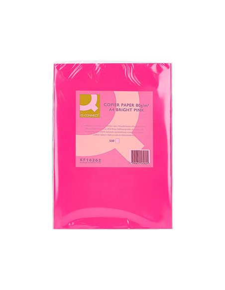 Papier couleur q-connect multifonction a4 80g/m2 unicolore rose intense ramette 500 feuilles.