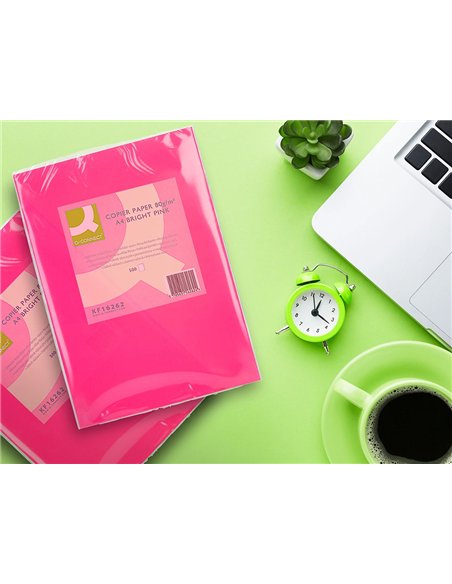 Papier couleur q-connect multifonction a4 80g/m2 unicolore rose intense ramette 500 feuilles.