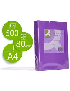 Papier couleur q-connect multifonction a4 80g/m2 unicolore lilas ramette 500 feuilles.