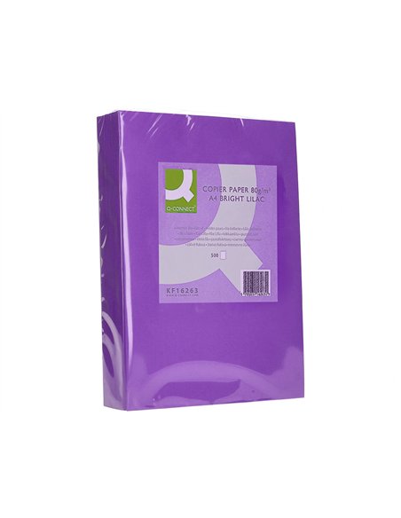 Papier couleur q-connect multifonction a4 80g/m2 unicolore lilas ramette 500 feuilles.