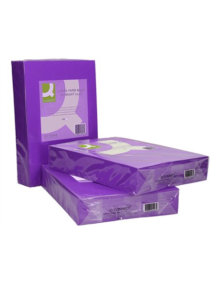Papier couleur q-connect multifonction a4 80g/m2 unicolore lilas ramette 500 feuilles.