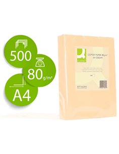 Papier couleur q-connect multifonction a4 80g/m2 unicolore crème ramette 500 feuilles.