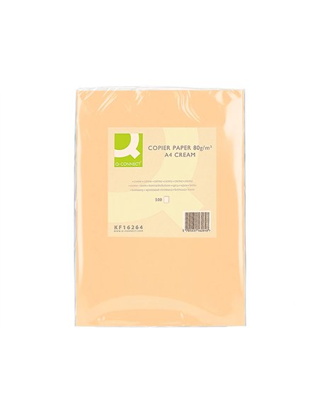 Papier couleur q-connect multifonction a4 80g/m2 unicolore crème ramette 500 feuilles.