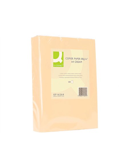 Papier couleur q-connect multifonction a4 80g/m2 unicolore crème ramette 500 feuilles.
