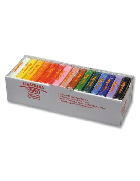 Pâte à modeler jovi plastilina végétale assortiment 15 pains 350g.