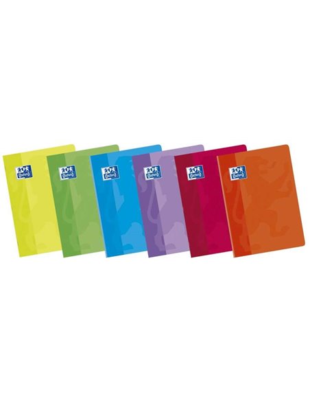 Cahier Oxford School Classic A5+ à couverture souple, agrafé, 8x8 - 48 feuilles - Marge 8x8 - Couleurs assorties
