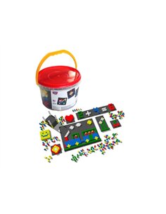 Jeu construction plastique 1 seau contient 12 supports 812 pièces 5 coloris assortis dès 3 ans.