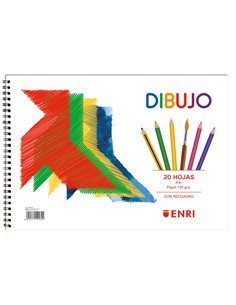 Carnet de croquis Enri Pajarita A4+ à couverture souple - 20 feuilles 120 g/m² - Microperforé - 2 trous - Avec boîte