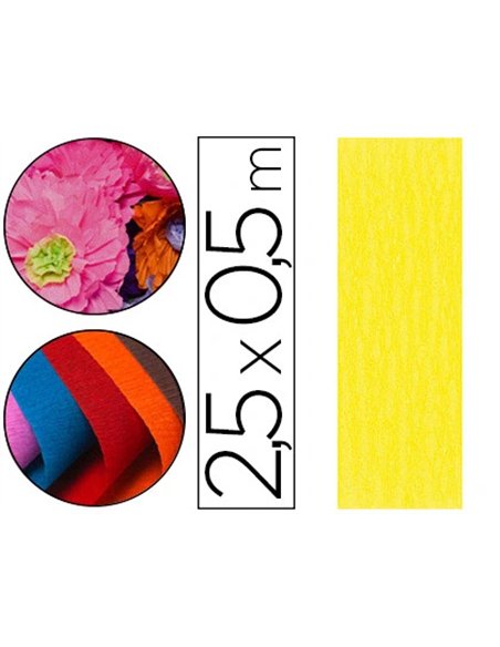 Papier crépon clairefontaine densité crêpage 60% 40g/m2 50cmx2.5m unicolore jaune citron pochette 10f.