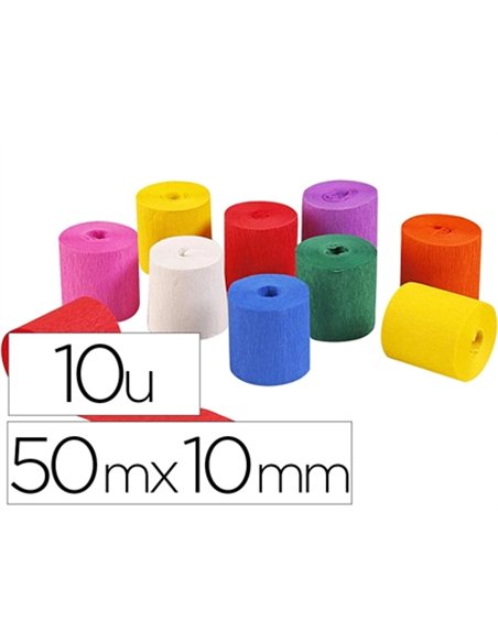 Bande papier crepon ignifuge clairefontaine 50mmx10m 10 unites coloris assortis.