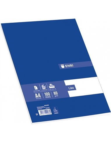 Paquet de 100 feuilles unies A4 Enri - Papier de haute qualité - Couleur blanche