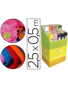 Papier crépon clairefontaine densité crêpage 75% 40g/m2 50cmx2.5m coloris assortis vifs et pastel.