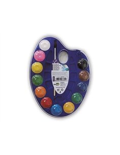 Aquarelle liderpapel avec palette et pinceau inclus 12 coloris assortis.