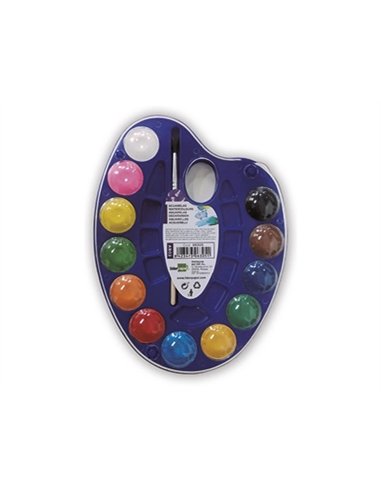 Aquarelle liderpapel avec palette et pinceau inclus 12 coloris assortis.