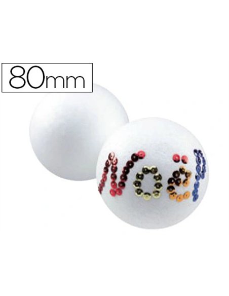 Boule styropor à décorer diamètre 80mm.