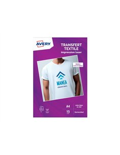 Transfert textile avery a4 laser paquet de 15 coloris blanc ou clair. 2