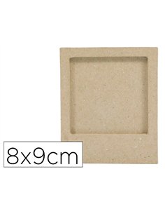 Cadre magnetique decopatch papier mache 8x9cm coloris brun.