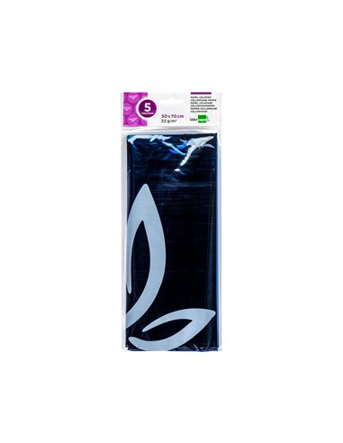 Papier cellophane liderpapel 50x70cm 22g/m2 unicolore bleu brillant sachet 5f.