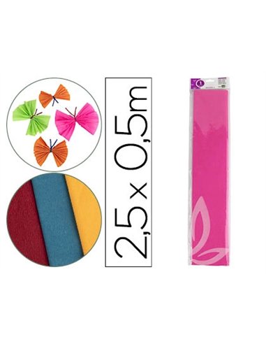 Papier crépon liderpapel 34g/m2 50cmx2.5m unicolore rose.