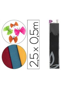 Papier crépon liderpapel 34g/m2 50cmx2.5m unicolore noir.