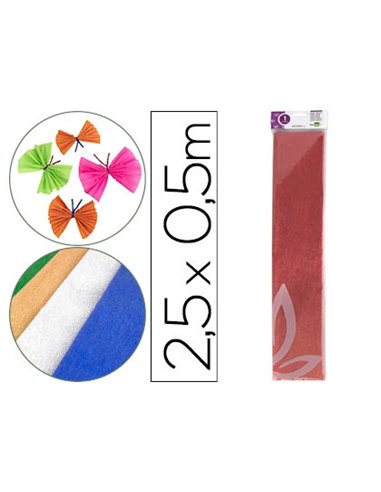 Papier crépon liderpapel 34g/m2 50cmx2.5m unicolore rouge métallisé.