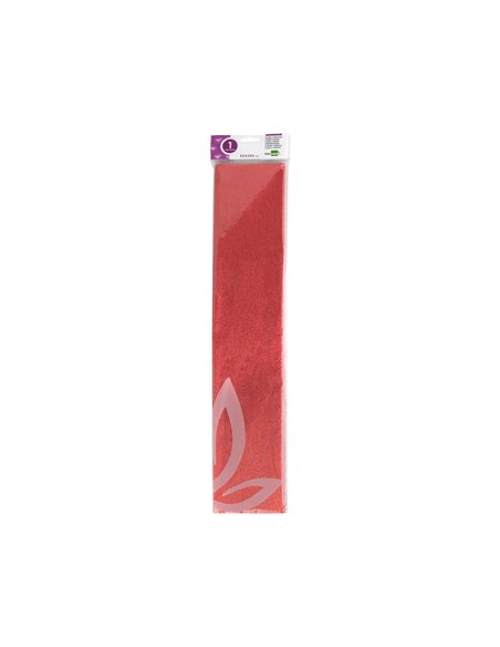 Papier crépon liderpapel 34g/m2 50cmx2.5m unicolore rouge métallisé.