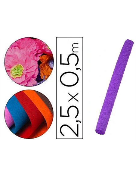 Papier crepon liderpapel rouleau 50cmx2,5m 85gr coloris violet.