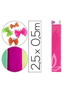 Papier crépon liderpapel 34g/m2 50cmx2.5m unicolore rose fluorescent.