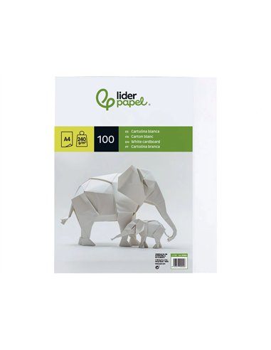 Papier cartonne liderpapel a4 240gr coloris blanc paquet 100 feuilles.
