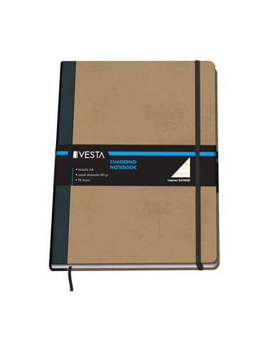 Carnet Dohe en carton à coins arrondis - 96 feuilles de papier crème 80 g/m² - Couverture trois pièces avec dos en tissu - Ferme