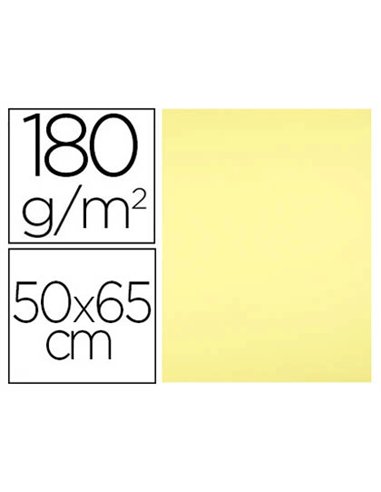 Papier cartonne liderpapel 50x65cm 180gr coloris jaune clair paquet 25 feuilles.