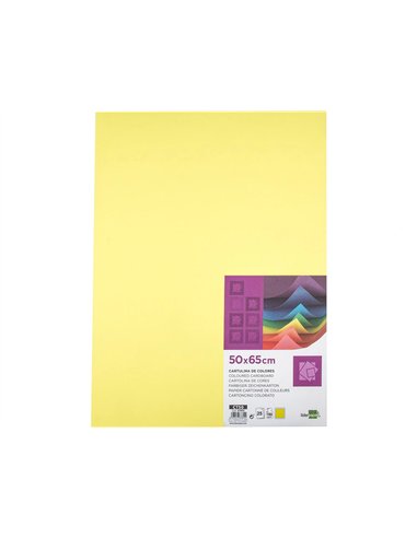 Papier cartonne liderpapel 50x65cm 180gr coloris jaune clair paquet 25 feuilles.