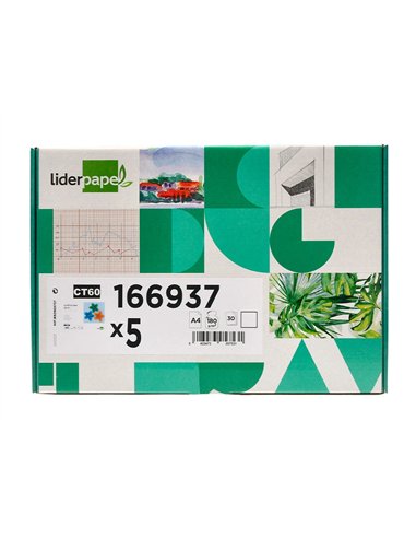 Papier cartonne liderpapel a4 180gr coloris blanc paquet 25+5 feuilles.