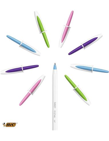 Lot de 20 stylos à bille Bic Cristal Up - Pointe 1,2 mm - Encre à l'huile - Corps blanc - Couleurs assorties