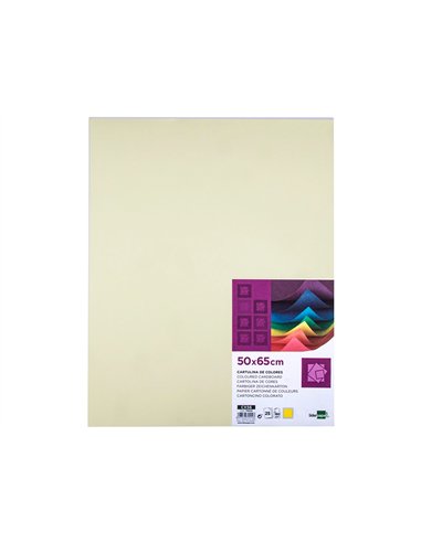 Papier cartonne liderpapel 50x65cm 180gr coloris jaune paquet 25 feuilles.