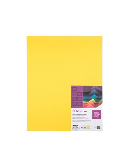 Papier cartonne liderpapel 50x65cm 180gr coloris jaune citron paquet 25 feuilles.