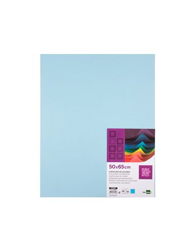 Papier cartonne liderpapel 50x65cm 180gr coloris bleu paquet 25 feuilles.
