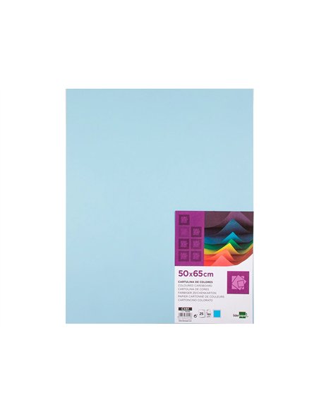 Papier cartonne liderpapel 50x65cm 180gr coloris bleu paquet 25 feuilles.