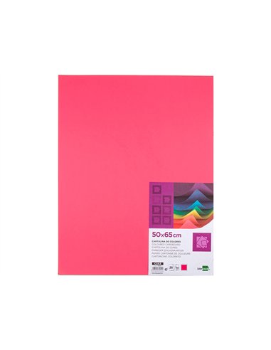Papier cartonne liderpapel 50x65cm 180gr coloris fuchsia paquet 25 feuilles.