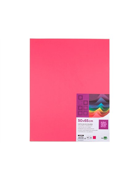 Papier cartonne liderpapel 50x65cm 180gr coloris fuchsia paquet 25 feuilles.