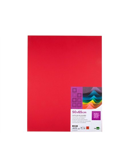 Papier cartonne liderpapel 50x65cm 180gr coloris rouge noel paquet 25 feuilles.