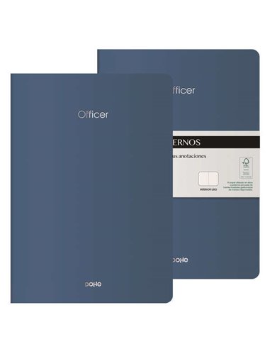 Carnet de notes Dohe Officer A4 40 feuilles unies - Papier crème 90 g/m² - Couverture cartonnée 300 g/m² - Couleur bleue