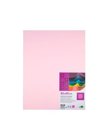Papier cartonne liderpapel 50x65cm 180gr coloris rose paquet 25 feuilles.