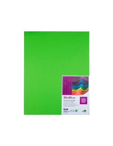 Papier cartonne liderpapel 50x65cm 180gr coloris vert pistache paquet 25 feuilles.