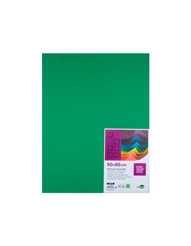 Papier cartonne liderpapel 50x65cm 180gr coloris vert noel paquet 25 feuilles.