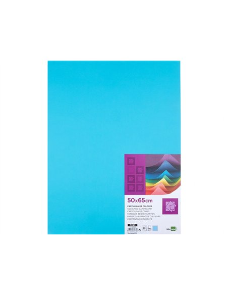 Papier cartonne liderpapel 50x65cm 240gr coloris bleu ciel paquet 25 feuilles.