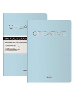 Cahier Dohe Creative A4 40 feuilles unies - Papier crème 90 g/m² - Couverture cartonnée 300 g/m² - Bleu
