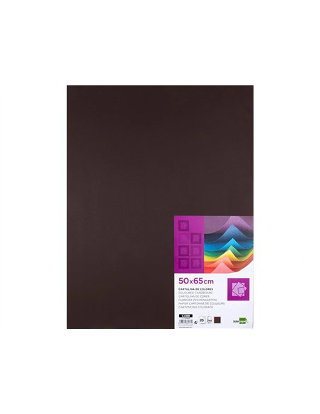 Papier cartonne liderpapel 50x65cm 240gr coloris marron paquet 25 feuilles.